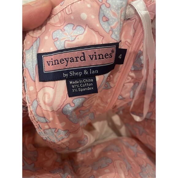 Vineyard Vines Pastel Seahorse Printed Strapless Seaside Dress Size 4 - Picture 5 of 5